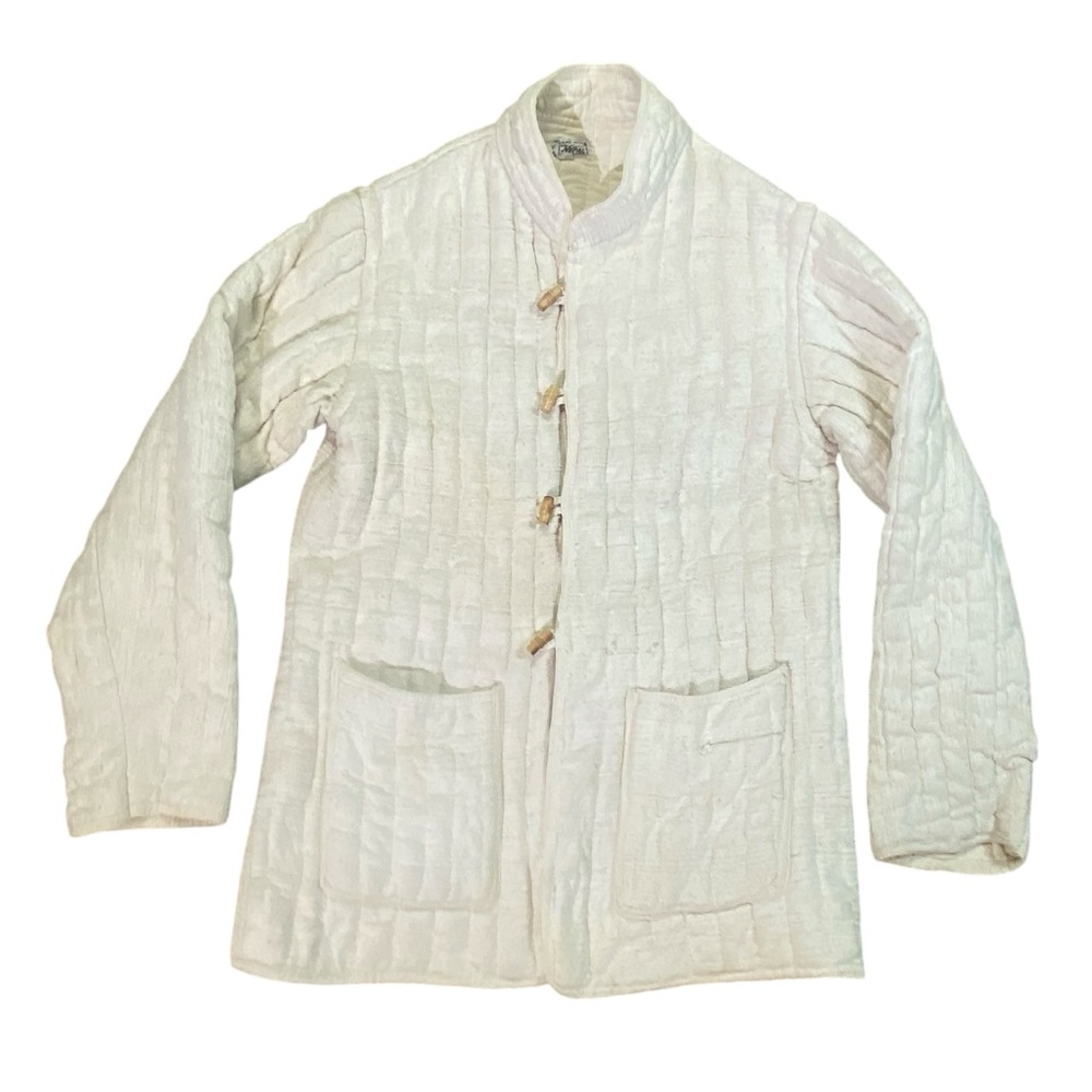 Women's Cream Quilted Jacket Hand Made Nepal Large